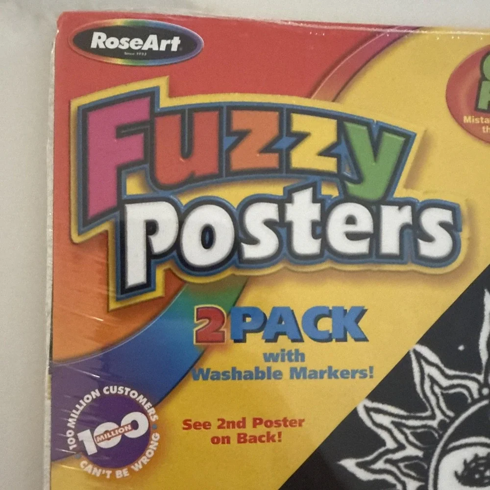 VTG 2002 Fuzzy Poster RoseArt Sun & Moon Fantasy Velvet Art 8x20 Set Of 2 New